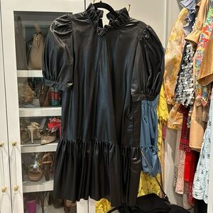 Hunter Bell Black Faux Leather Dress